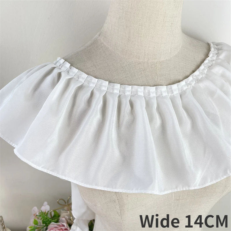 14CM Wide White Black Chiffon 3d Pleated Lace Fabric Embroidery Fringed Ribbon Ruffle Trim DIY Sewing Dresses Curtain Hem Decor