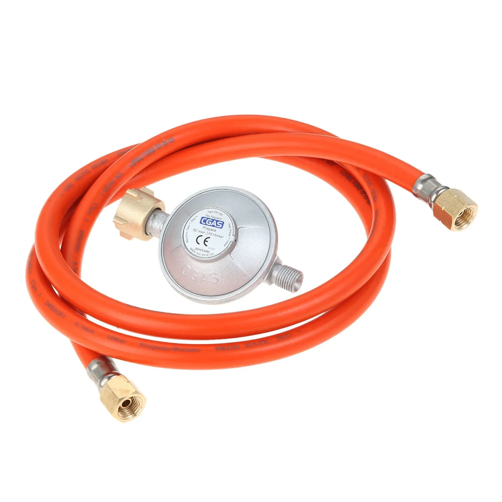 Hose Regulator Set,150cm Hose & 50mbar Pressure Regulator for Gas Grill,1/4\