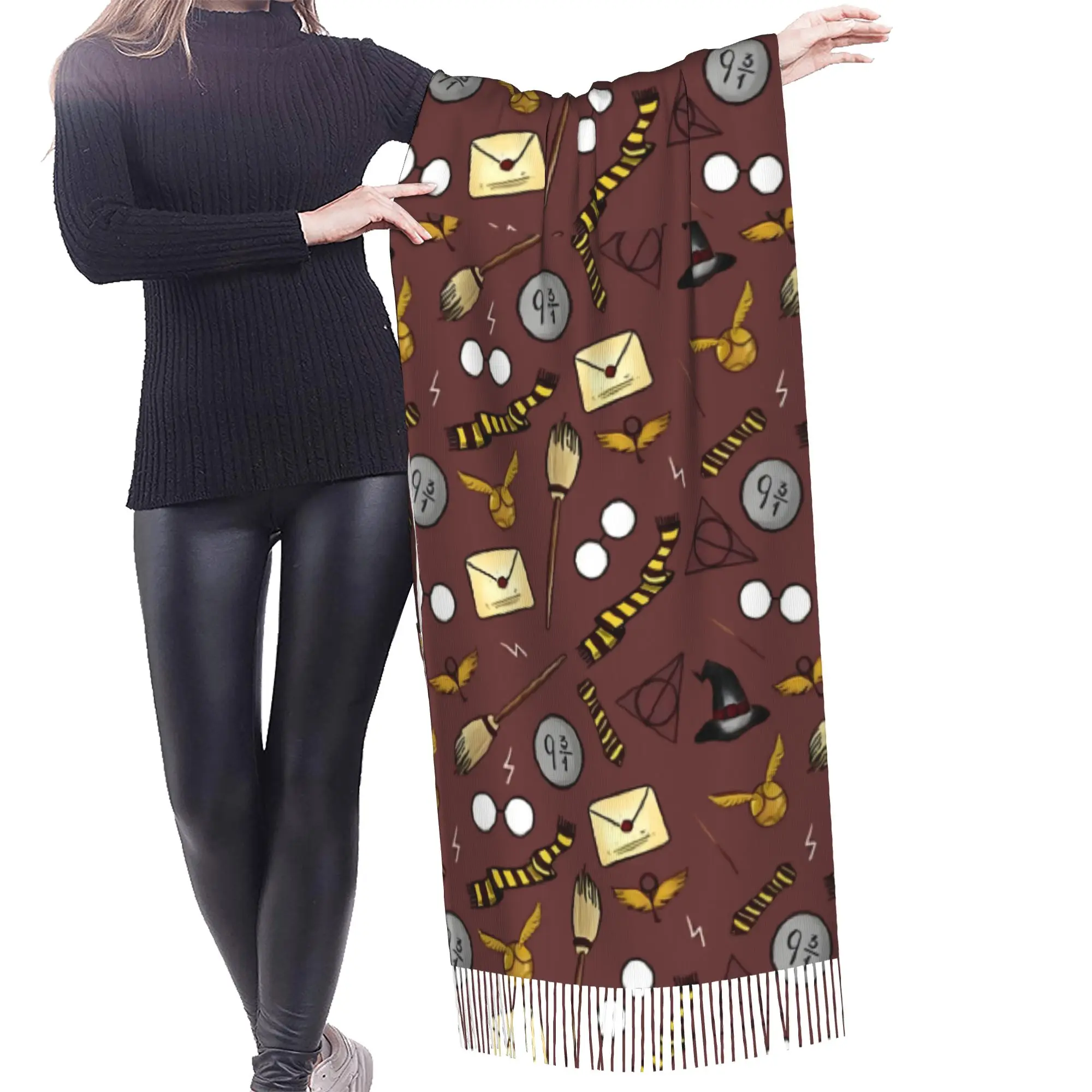 Personalized Printed Halloween H-Harryed Scarf  Men Women Winter Fall Warm Scarves Magic School Spooky Shawl Wrap