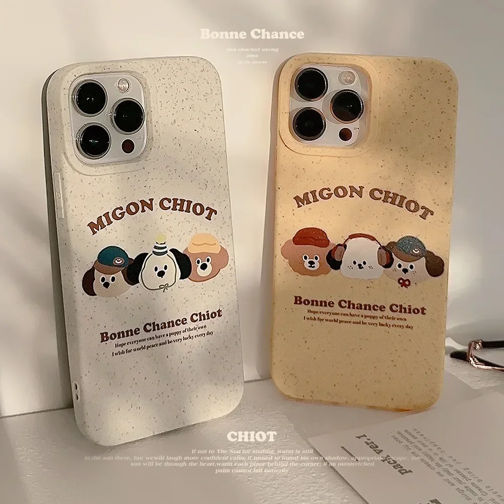 Cartoon Cute Three Little Dogs Phone Case for IPhone15 14 12 13 11 Pro ProMax Mini Plus X XR Shockproof Phone Cover