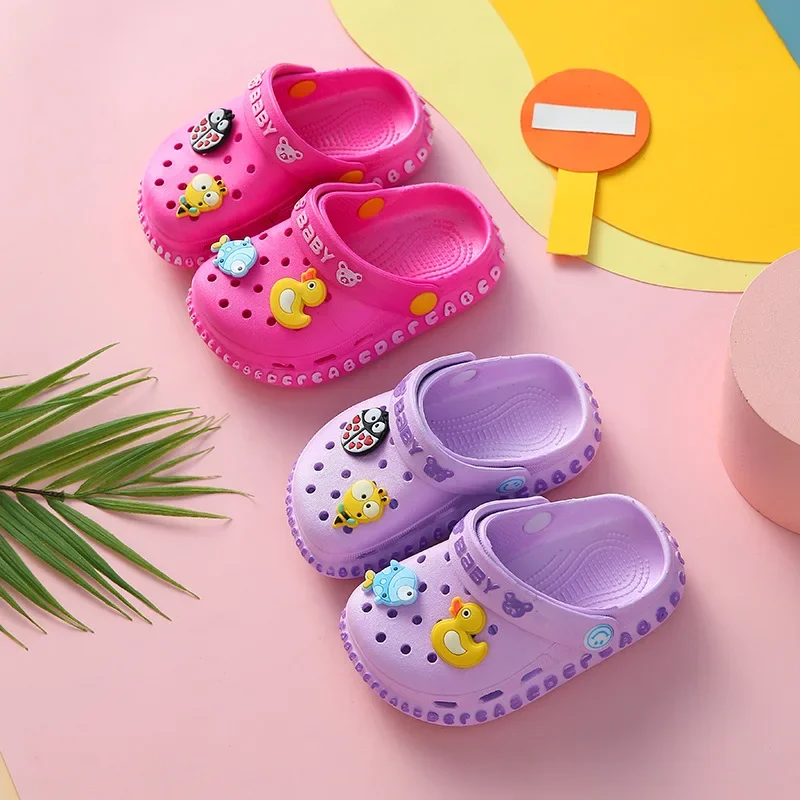 Summer Children Garden Clogs Shoes Boys Girls Beach Sandal Kids Lightweight Breathable Cute Cartoon Slip On Mules Baby Slippers