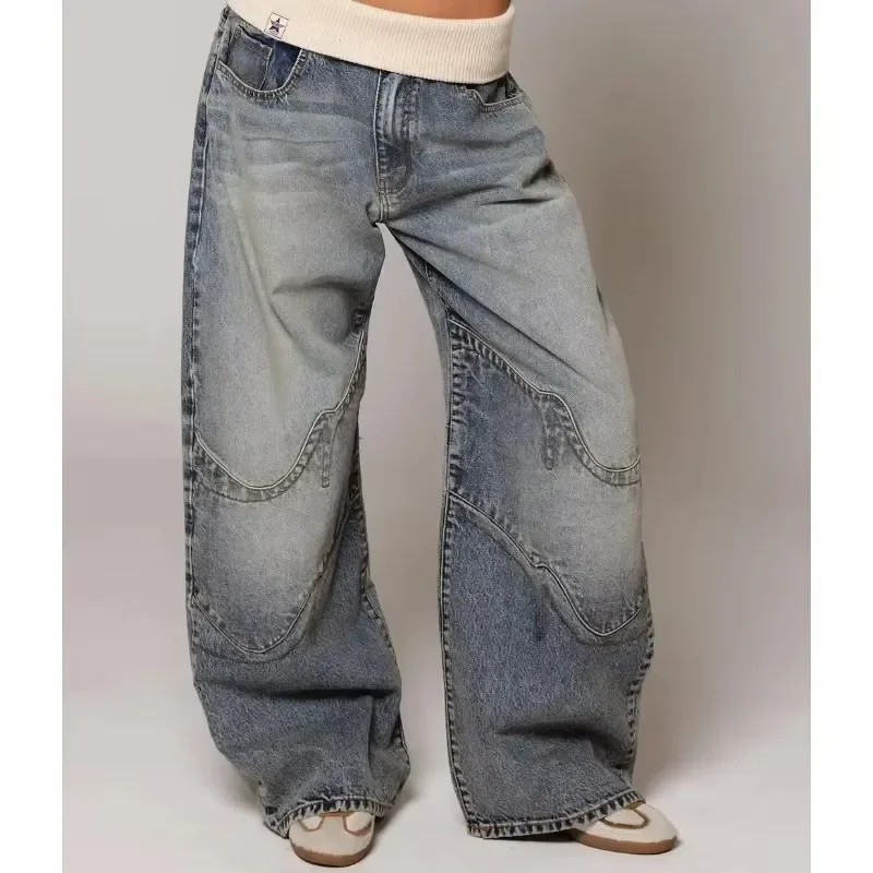 Washed old blue jeans American retro street men and women straight and loose trend new style hot selling casual jeans