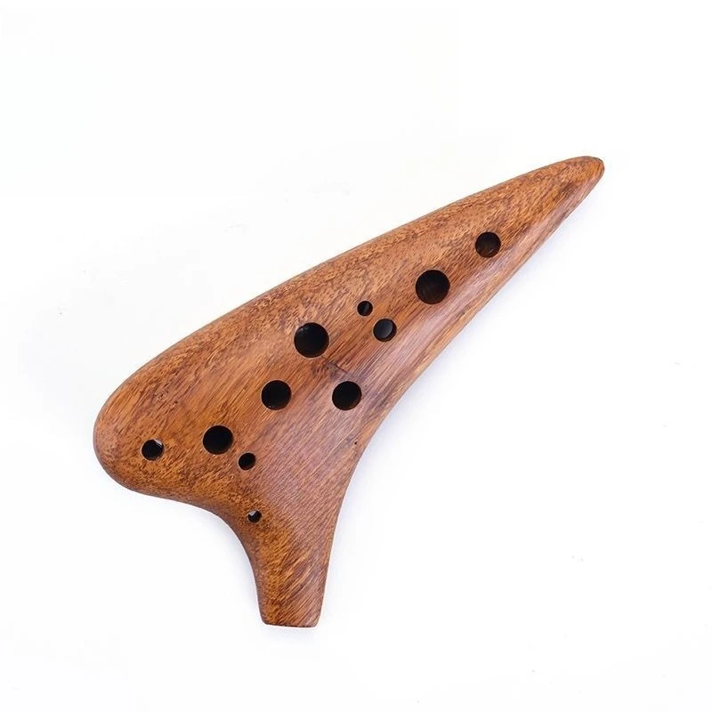 Wood fire solid wood ocarina 12 hole AC key beginner adult self-study bamboo flute 12 hole middle C key SC