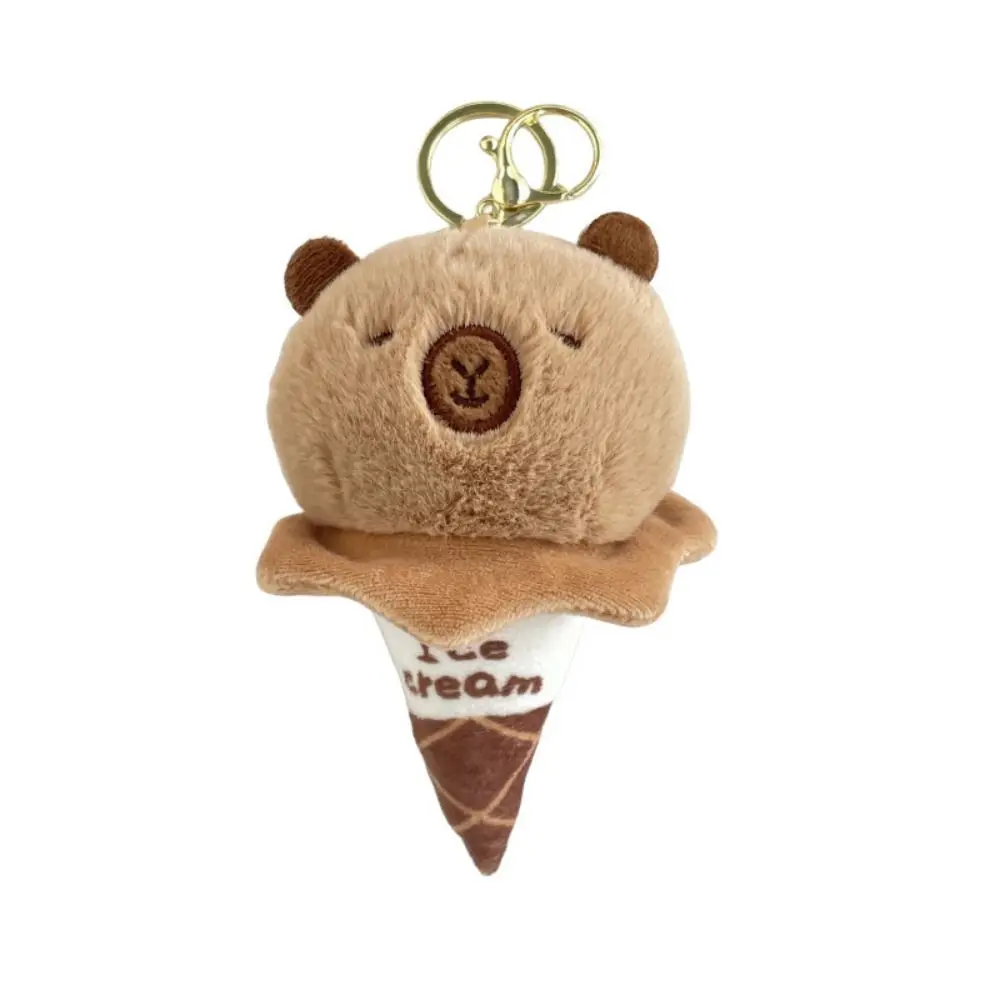 Ice Cream Capybara Plush Pendant Animal Capybaras Brown Capybara Plushie Keychain Creative Cartoon Stuffed Doll Keychains