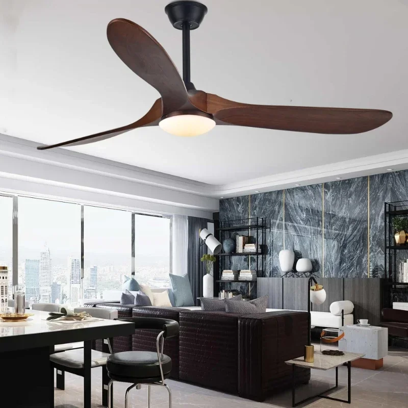 60-inch ceiling fan Industrial Vintage Wooden ventilator with lightweight control decorative blower Wood vintage fan