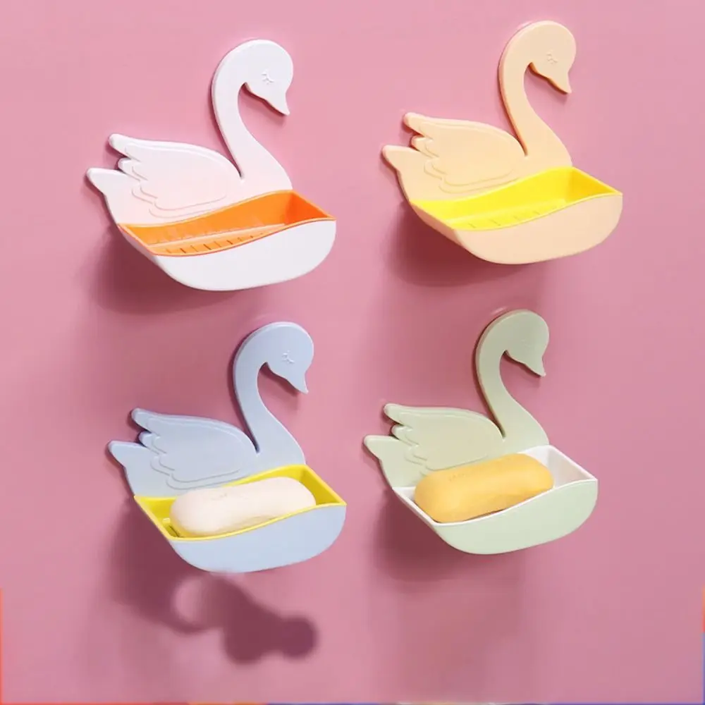 Adhesive Soap Holder Trendy Swan-shaped Creative Soap Box Non-slip No Drilling Soap Dish for Kitchen