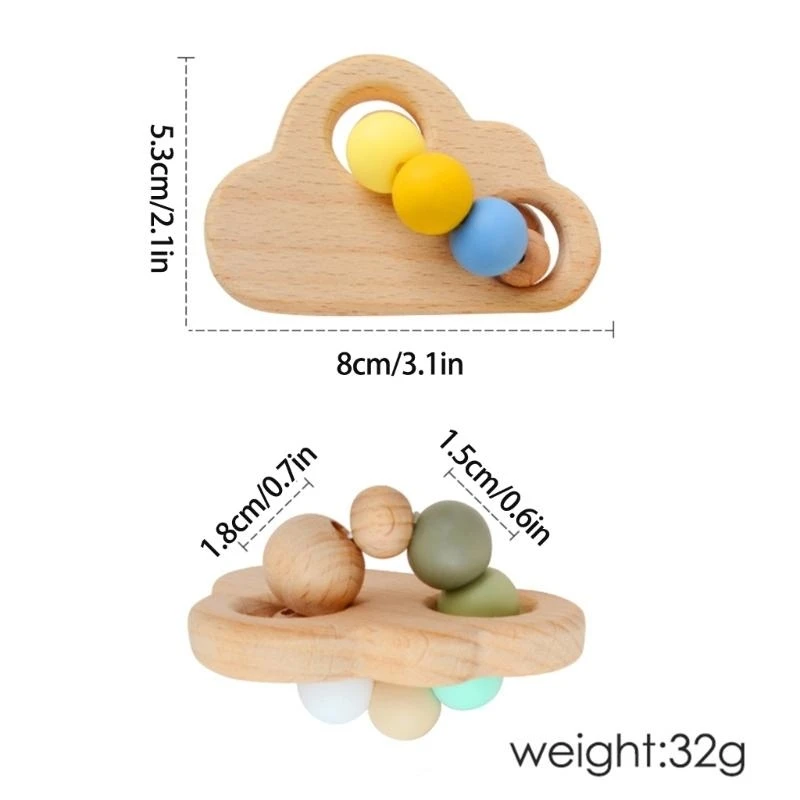 J15U سيليكون + لعبة عضاضة خشبية آمنة عضاضة فعالة لأسنان الطفل أداة تخفيف غير مريحة