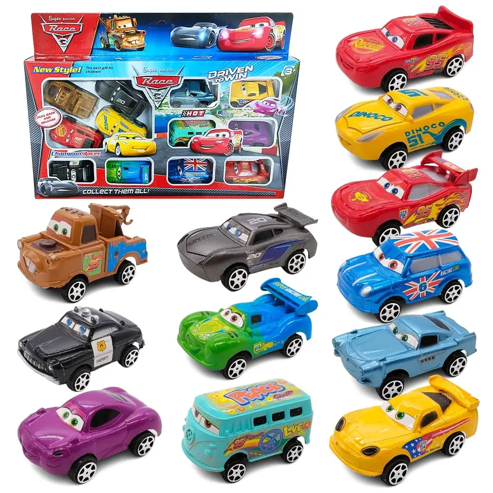 Nuevo Set de 12 Coches de Juguete de Disney Pixar Cars 3, Serie Rebound Cars, Lightning McQueen, Jackson Storm, Modelo de Coche de Plástico, Caja de Regalo ﻿ @