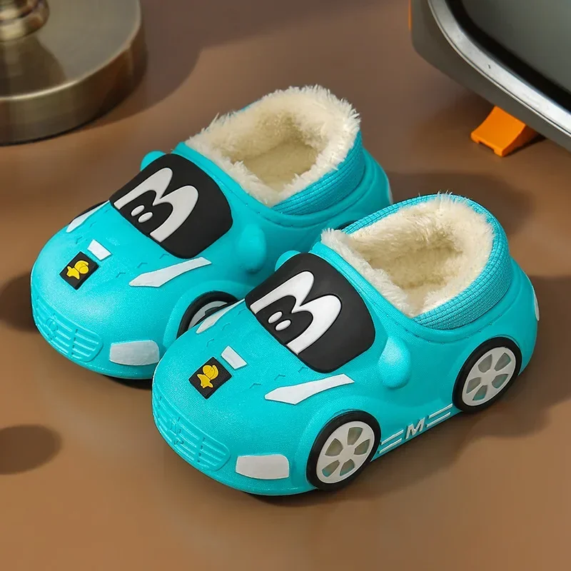 Children Indoor Slippers Winter Warm Shoes Kids Mum Dad Home Floor Slipper Cartoon Style Anti-slip Boys Girls Cotton Footwear