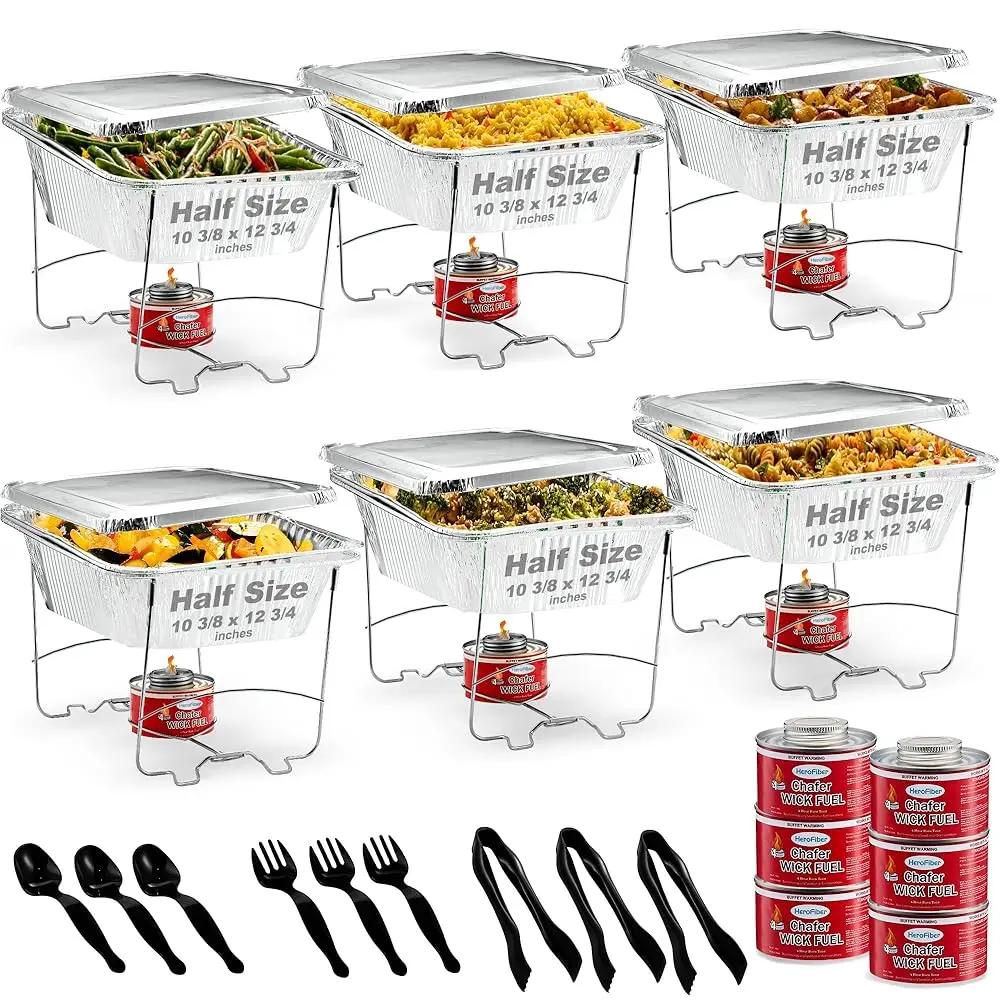 

Disposable Chafing Dish Buffet Set, Food Warmers For Parties, Catering Supplies Buffet Display, Complete Premium Set, Half Size