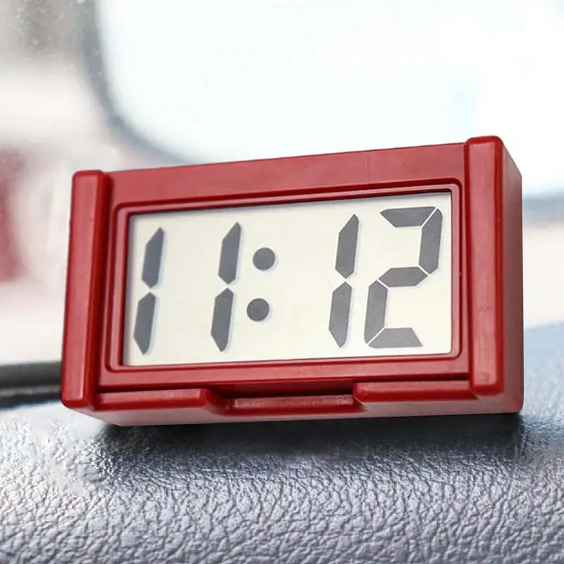 1pcs Mini Car Dashboard Digital Clock Vehicle Clock With LCD Time Day Display Automotive Stick On For Cars