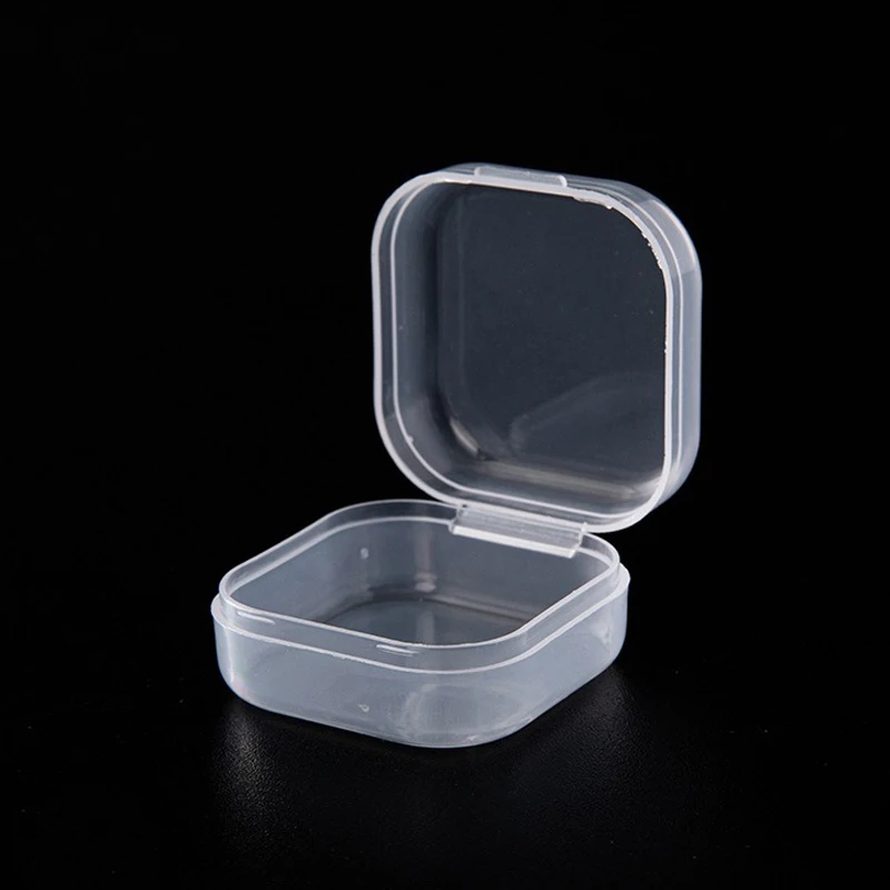 Mini caja de almacenamiento de joyas de plástico, contenedor de pastillas portátil transparente cuadrado, soporte de joyería, estuche de exhibición de pendientes, 5/10/20 piezas