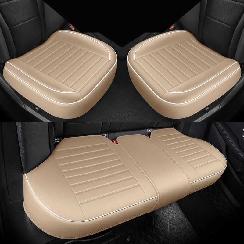 1Pcs PU Leather Car Universal Seat Cover Interior Auto Seat Kits Cushion Four Seasons Protector Mat Front Rear Rows Accessories