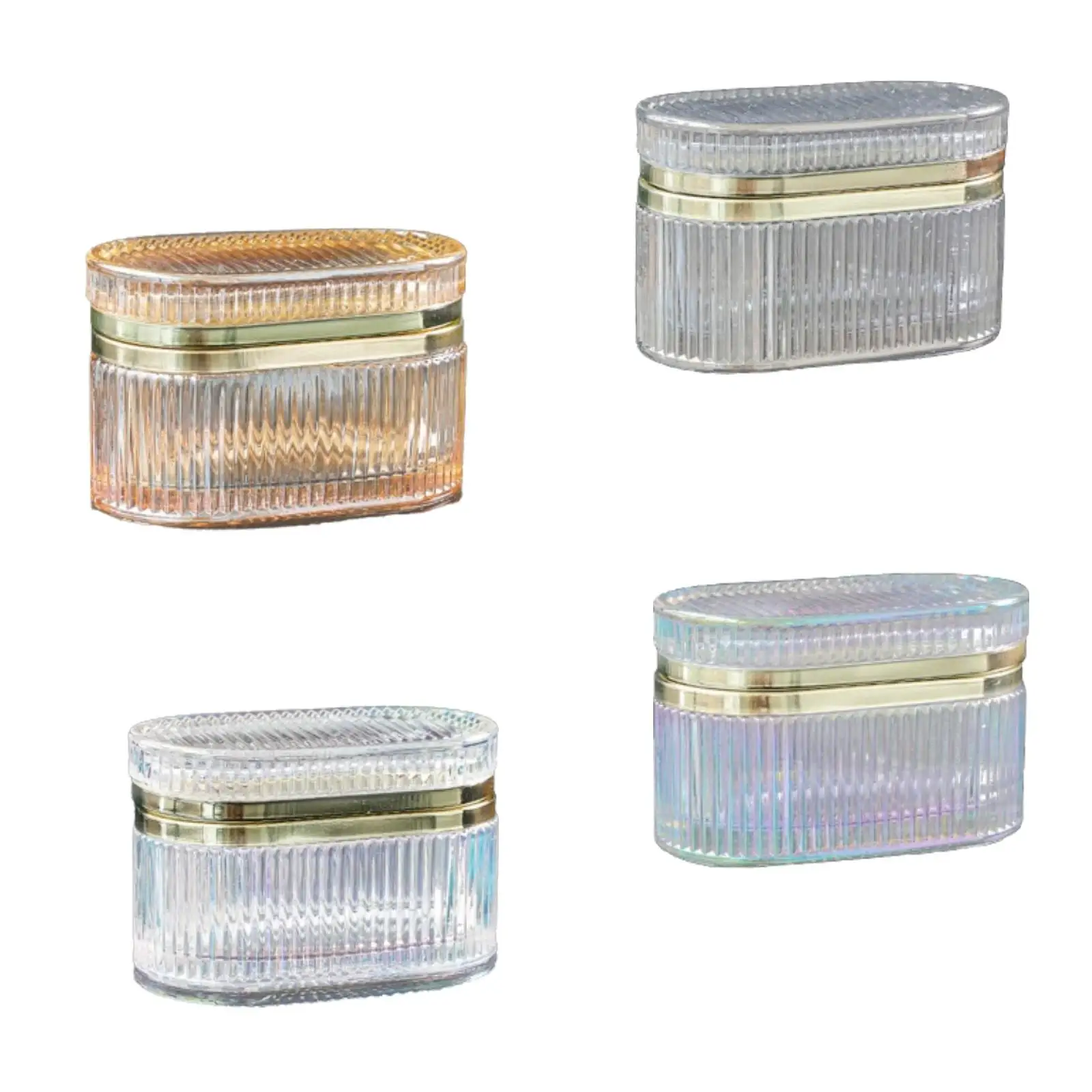 

Embossed Glass Jewelry Box Women Jewellery Storage Case Lidded Necklaces Earrings Organizer for Charms Bangles Table Bathroom