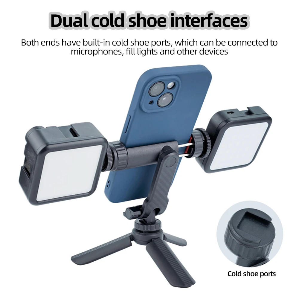 Camera Hot Shoe Phone Clip Holder 360° Rotatable Phone Mount with Cold Shoe for iPhone Samsung Mobile Phone Smartphone Vlog