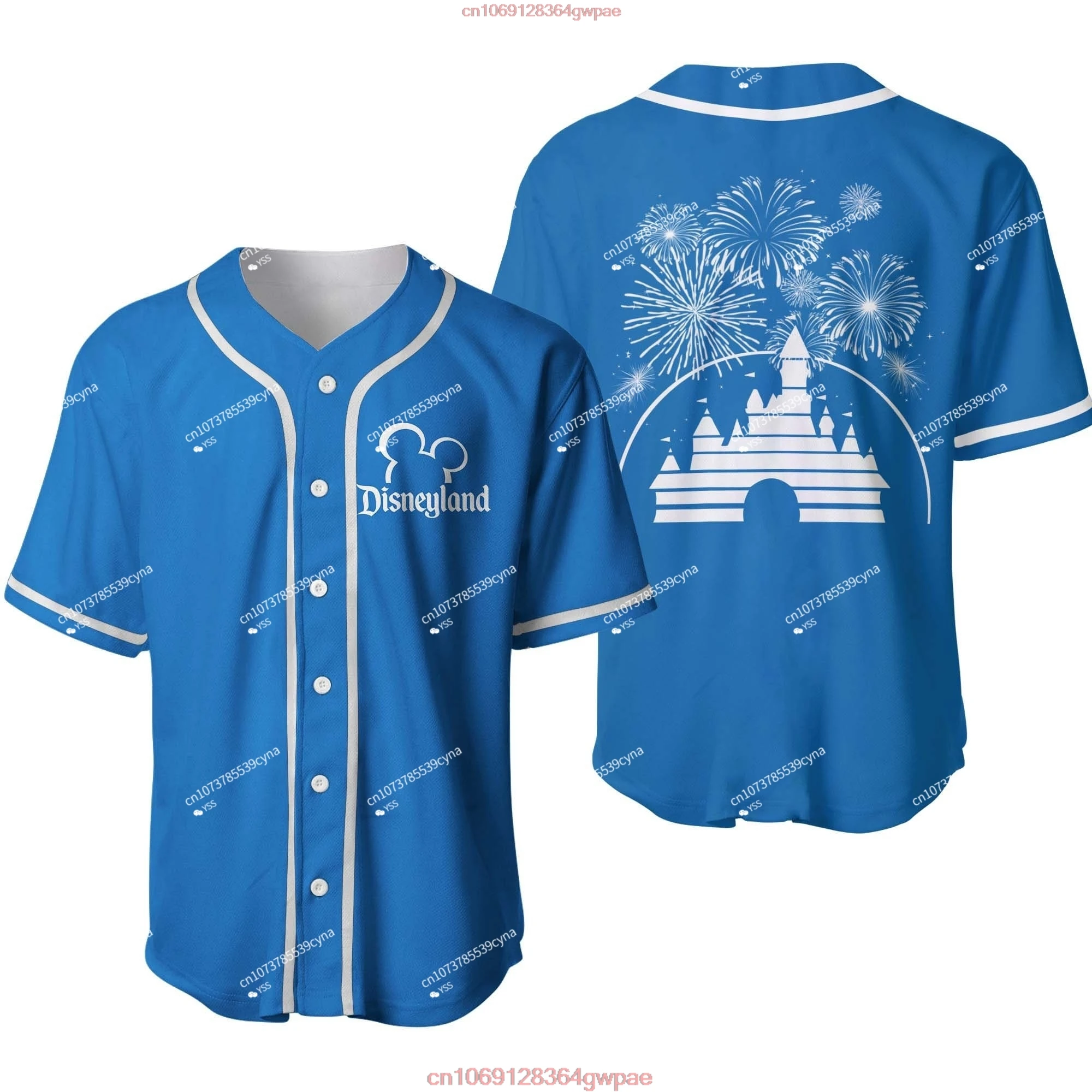 Disneyland Castle Fireworks Denim Blue White, Disney Baseball Jersey Disney Shirt