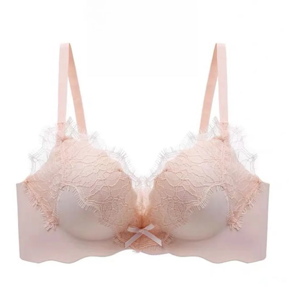 BANERDANNI Pure Desire Sexy Lace 2Pcs Lingerie Set Push Up Thick Padding Gather Flat Chest Bra Underwear Women 32‑38AB Bra Set