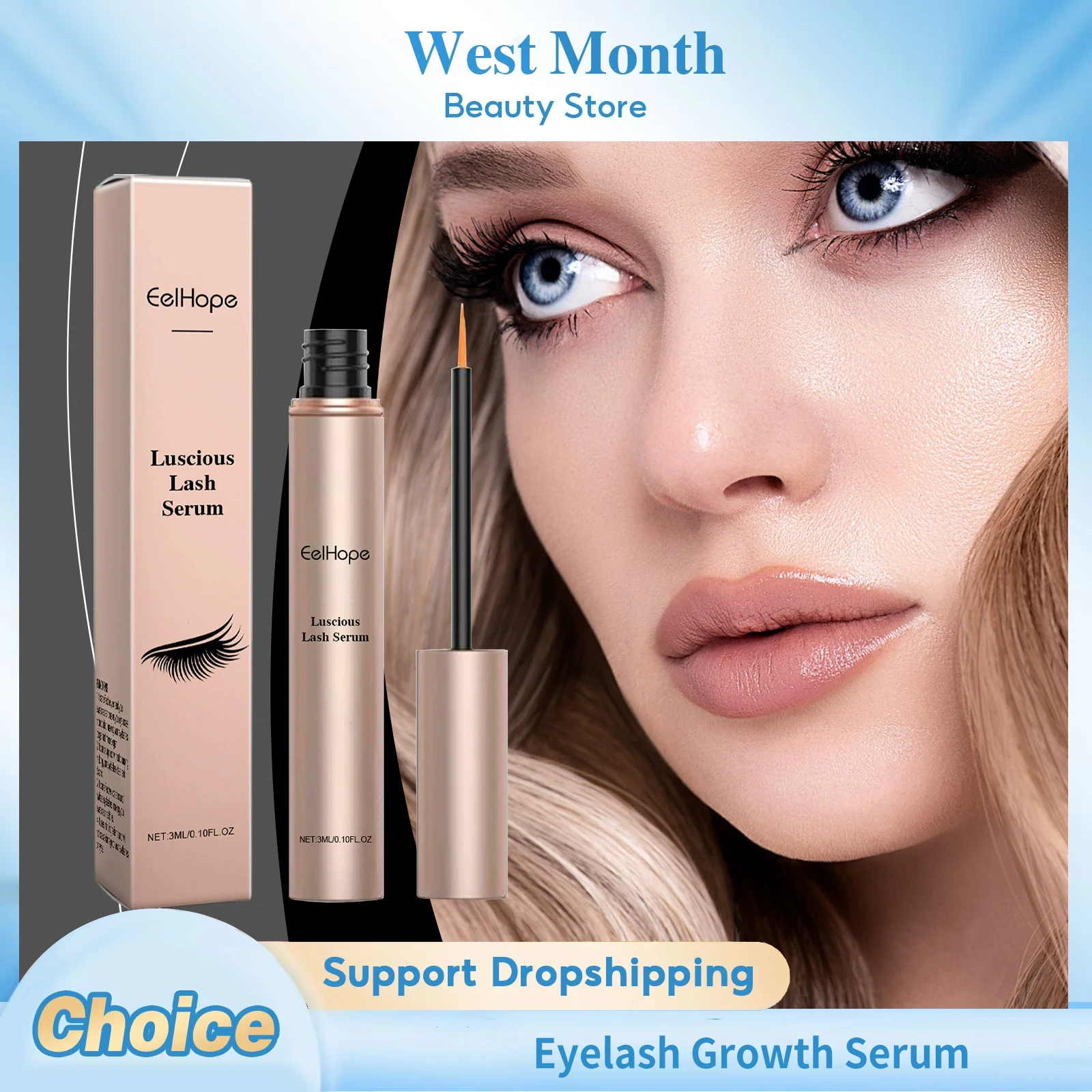 Siero per la crescita delle ciglia Ciglia naturali Più piene Più spesse Allungamento Curling Ciglia Anti perdita di capelli Siero nutriente per potenziare le ciglia