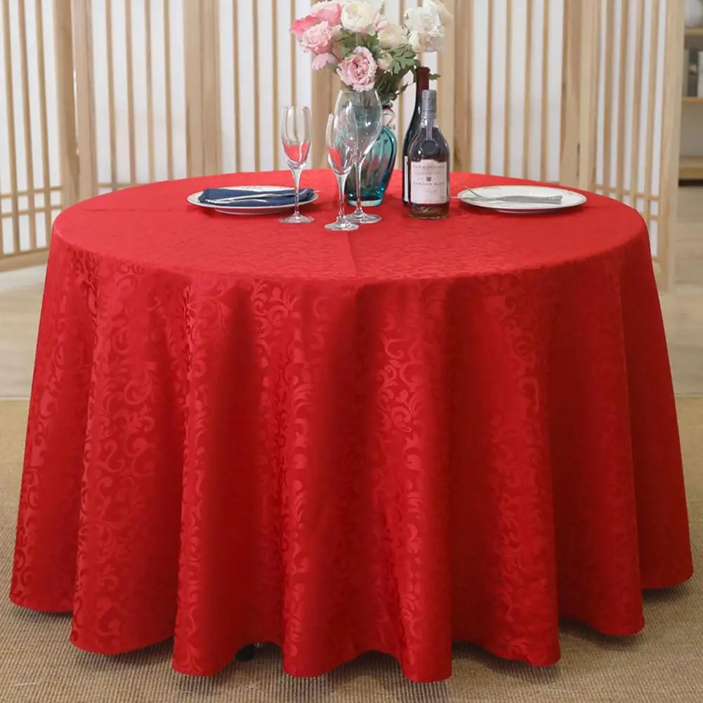 Elegance Round Tablecloth Solid Color Stain Resistant No Loose Threads Polyester Tablecloth Neat Edges