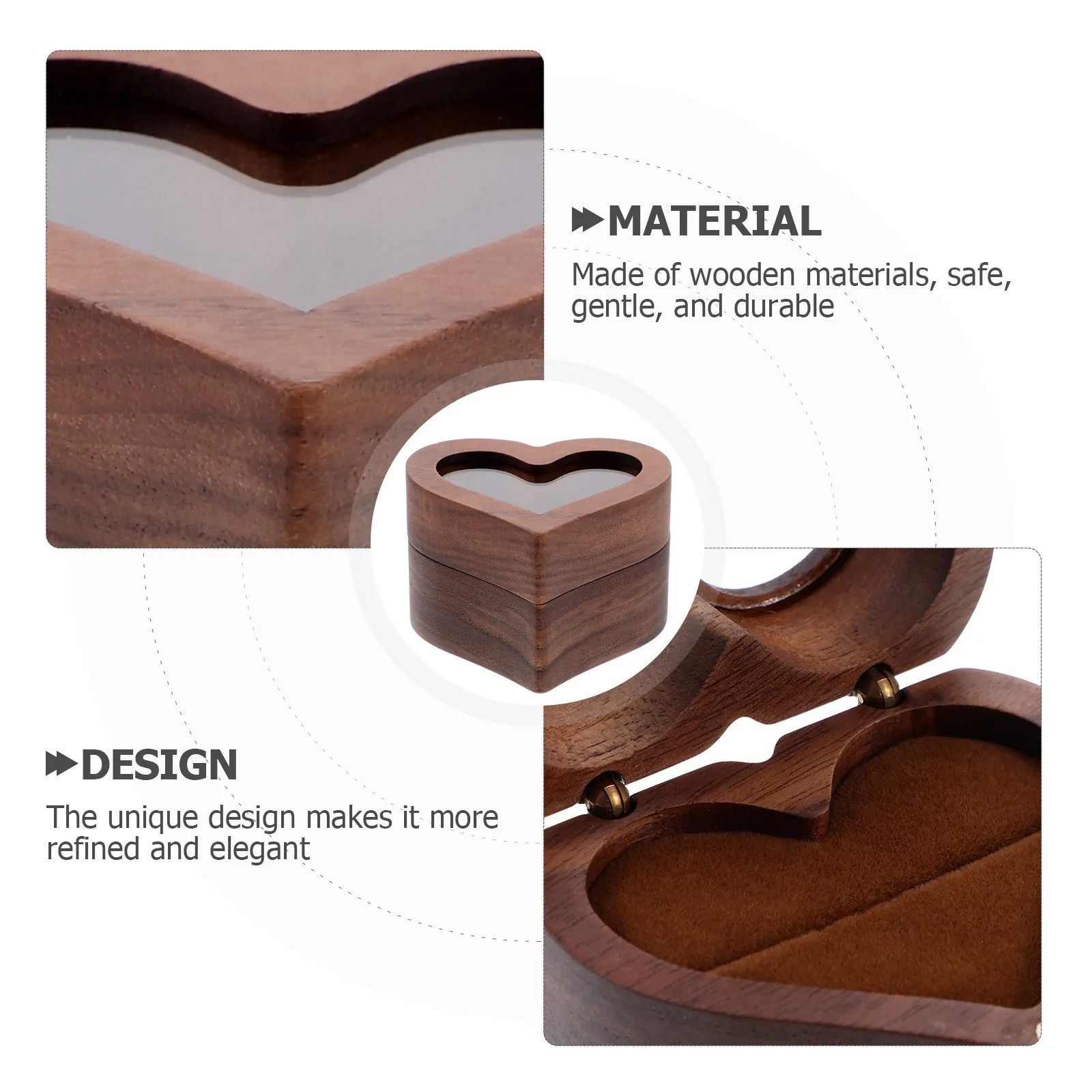 Safe Wooden Ring Storage Box Jewelry Organizer Elegant Design Proposal Case Durable Proposal Ring Case Jewelry Storage Box