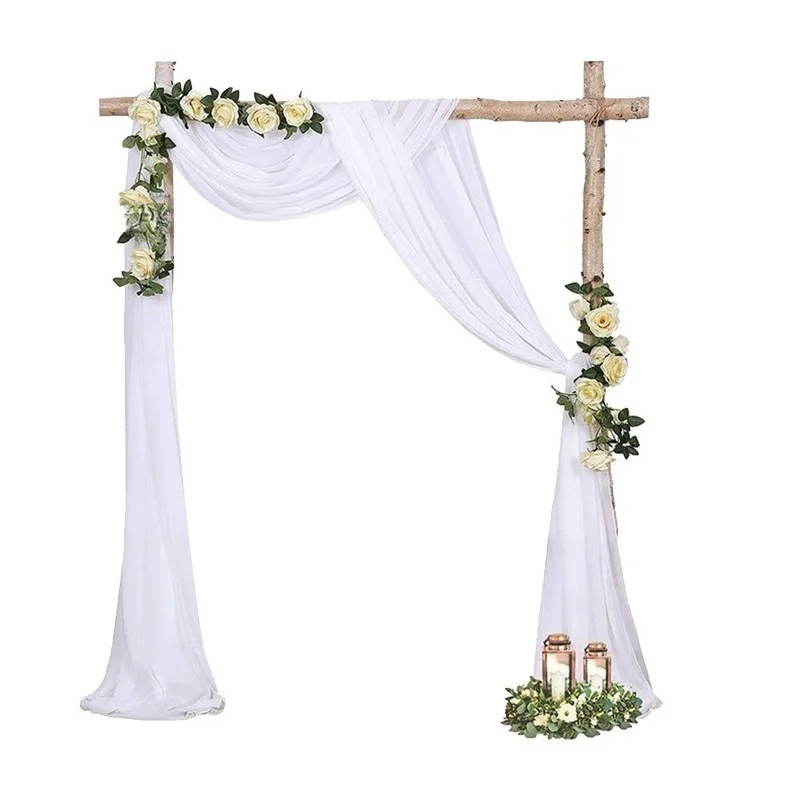 Ceiling Drapes Wedding Arch Roof Decor Sheer White Drapes Fabric Gauze Tulle Curtain for Party Ceremony Stage Hotel Decoration