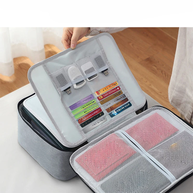 Lockable Document Storage Bag Multi Compartment Passport Card Certificate Organizer Travel Household Important File Box