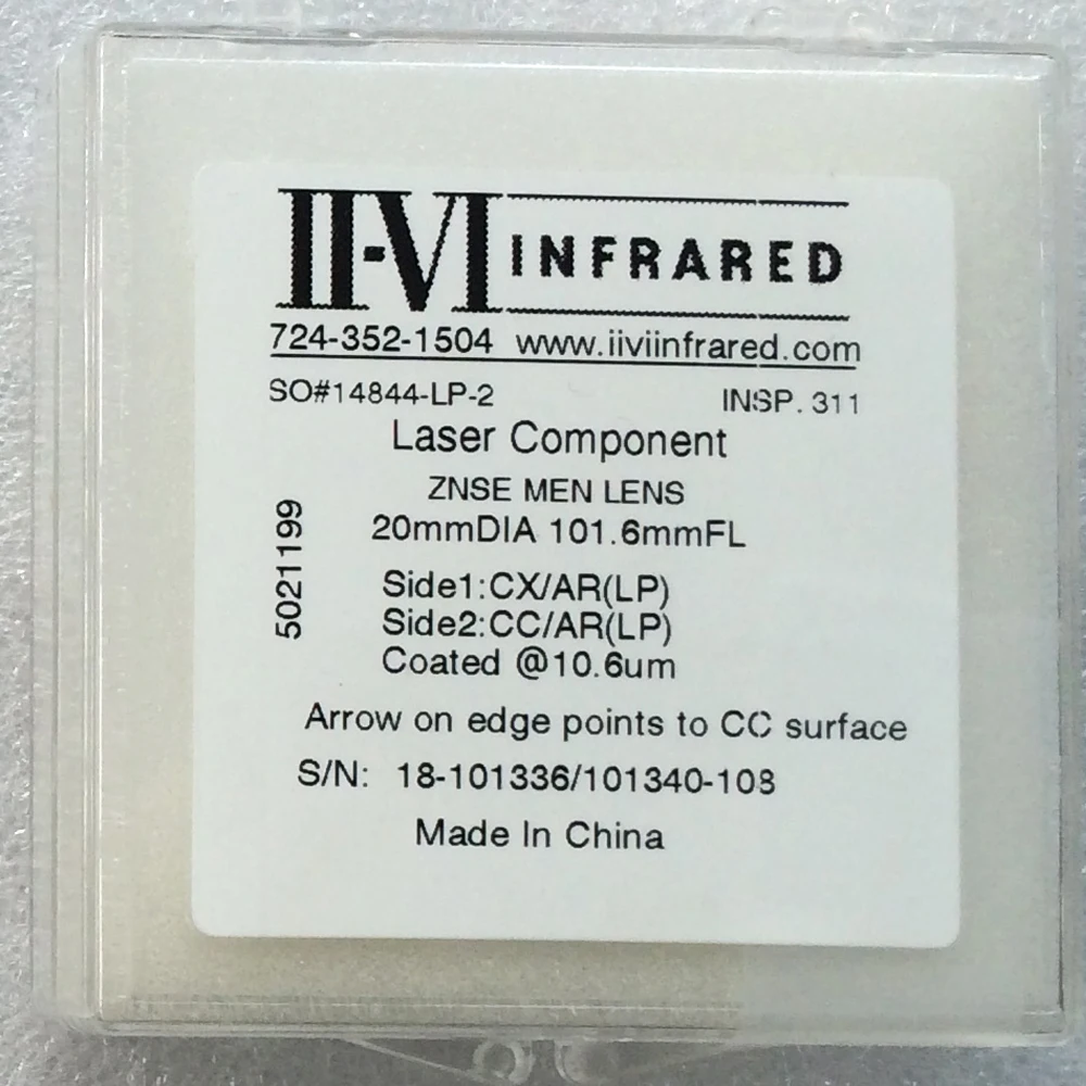 New II-VI ZNSE Focus Lens for CO2 Laser Machine 20mm Diameter High-Accuracy 50.8mm/63.5mm/101.6mm Focus Lengths