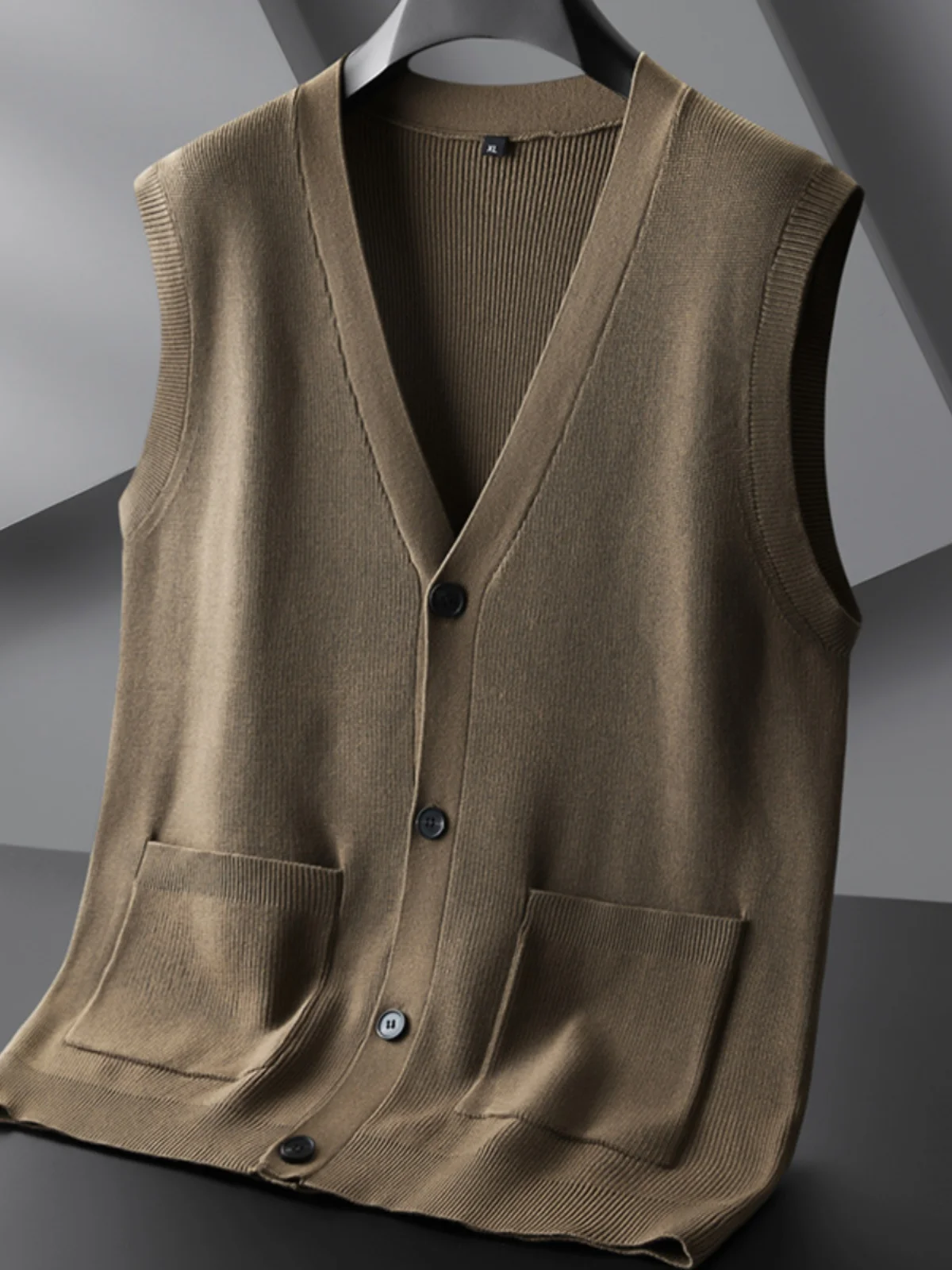 

plus Size Men's Knitted Vest Autumn Winter Open Cardigan Sweater Extra Large Slim Fit Faion Urban Sle V-Ne No Sve