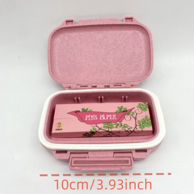 Pink Set Wheat Straw Cigarette Case With 1booklet Pink Rolling Paper Filter Tip Smoking accessories