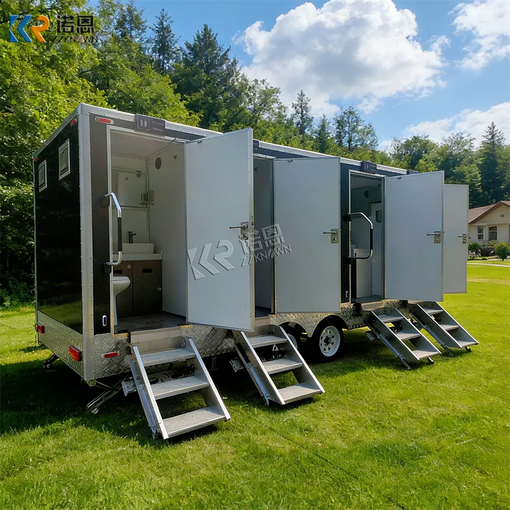 Durable Portable Bathroom Rural Construction Site Mobile Restroom Cabin Luxury Toilet Trailer for field worker use