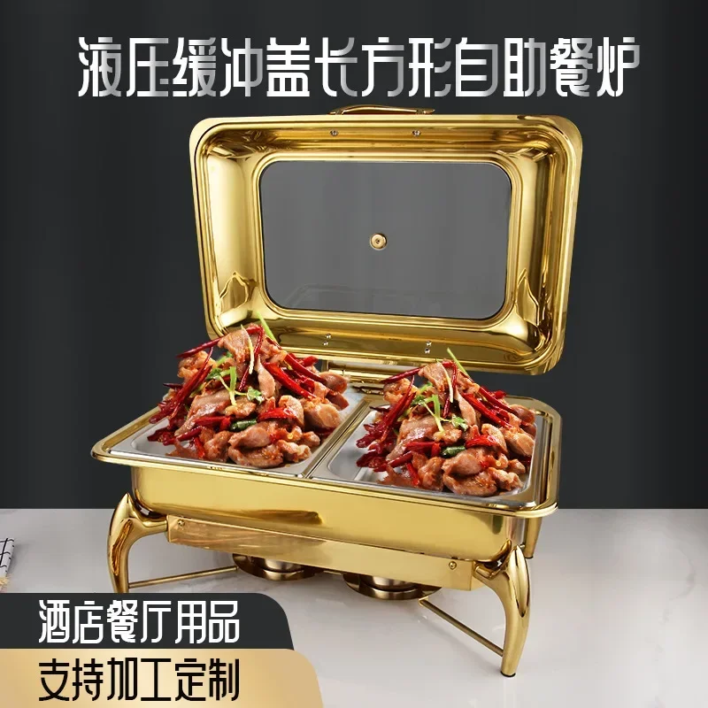 Luxury roll top table round glass lid food warmer chafing dish price in dubai, gold chafing chaffing dish for catering