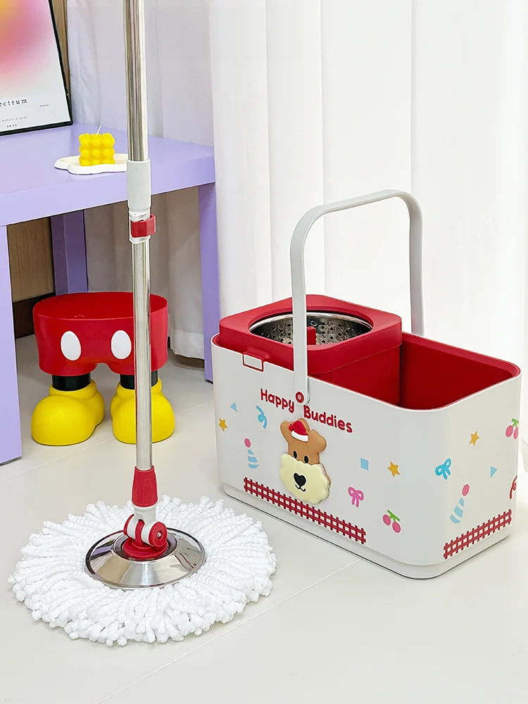 2025年新型-家庭用回転モップセット-手洗い不要-スピン乾燥-浴室用楽々モップツール-ダブルドライブ手動式フロアクリーナー