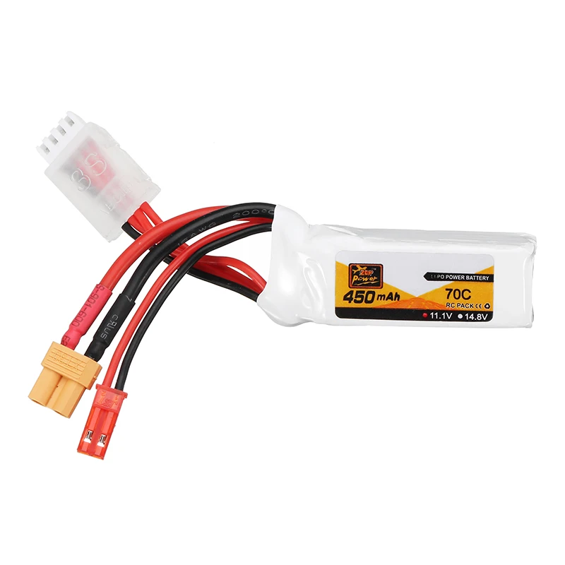 ZOP Power 11.1V 450mAh 70C 3S Lipo Battery JST XT30 Plug for FPV Racing Multi Rotor