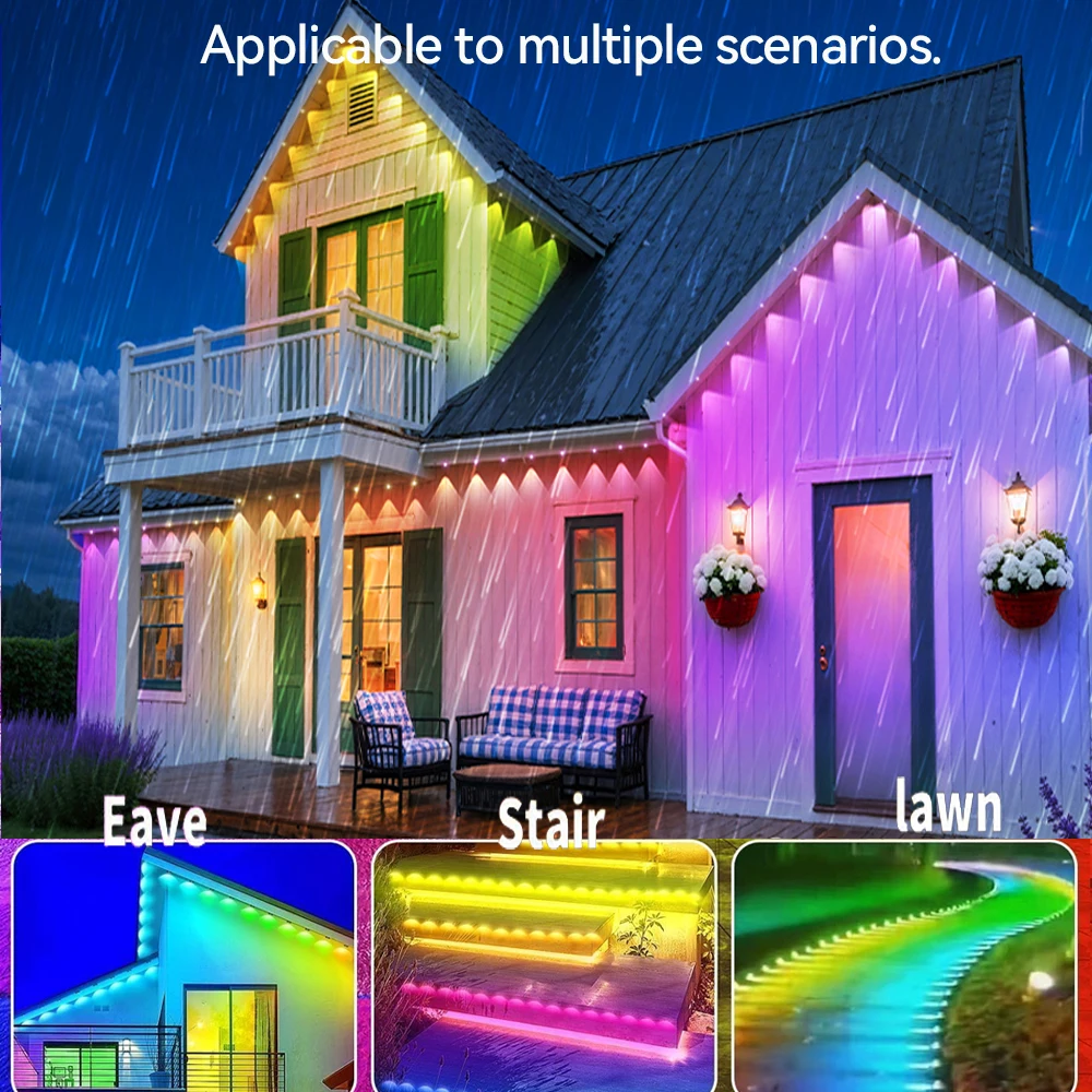 30M 60LED Permanent Traufe LED Lichter Im Freien Wasserdichte RGB Lichterketten DIY Szene Weihnachten Geburtstag Urlaub Party Beleuchtung – Detail 9