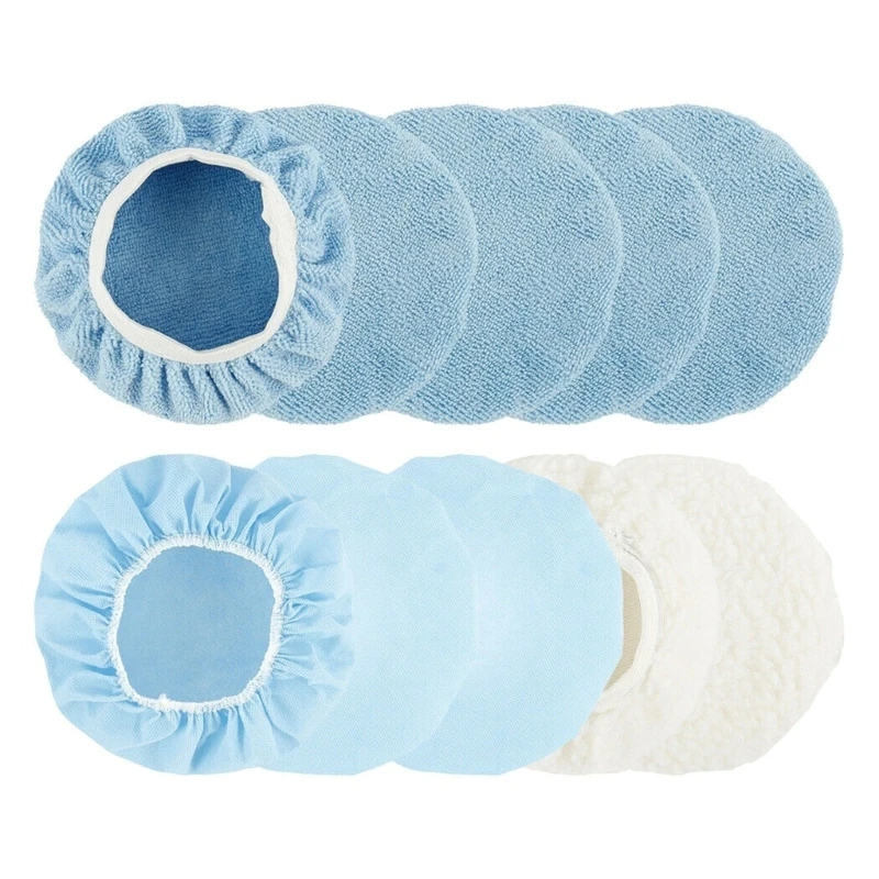 10Pcs/Set Car Orbital Buffer Polisher Pad Bonnet Microfiber Baxer Bonnet Polishing Bonnet Buffing Pad Cover Dropship