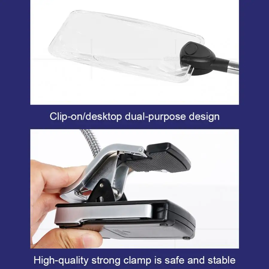 Imagem -04 - Lâmpada Led Clipe de Mesa para Leitura Lupa Mangueira de Metal Flexível Multi-purpose 5x e 15x Magnifiers Bateria Não Incluída