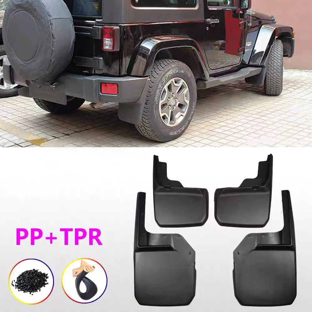 MUD FLAPS Fender Front Rear Fenders Flares Splash Guard Widening PP+TPR Black 4PCS For Jeep wrangler JK 2007-2017 SXMA J192