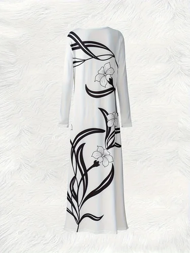 Imagen 2 del producto Vestido Midi de Manga Larga para Mujer, Casual, Verano, Vacaciones, Elegante, Fluido, Color Sólido, Oficina, Trabajo, Fiesta, Primavera