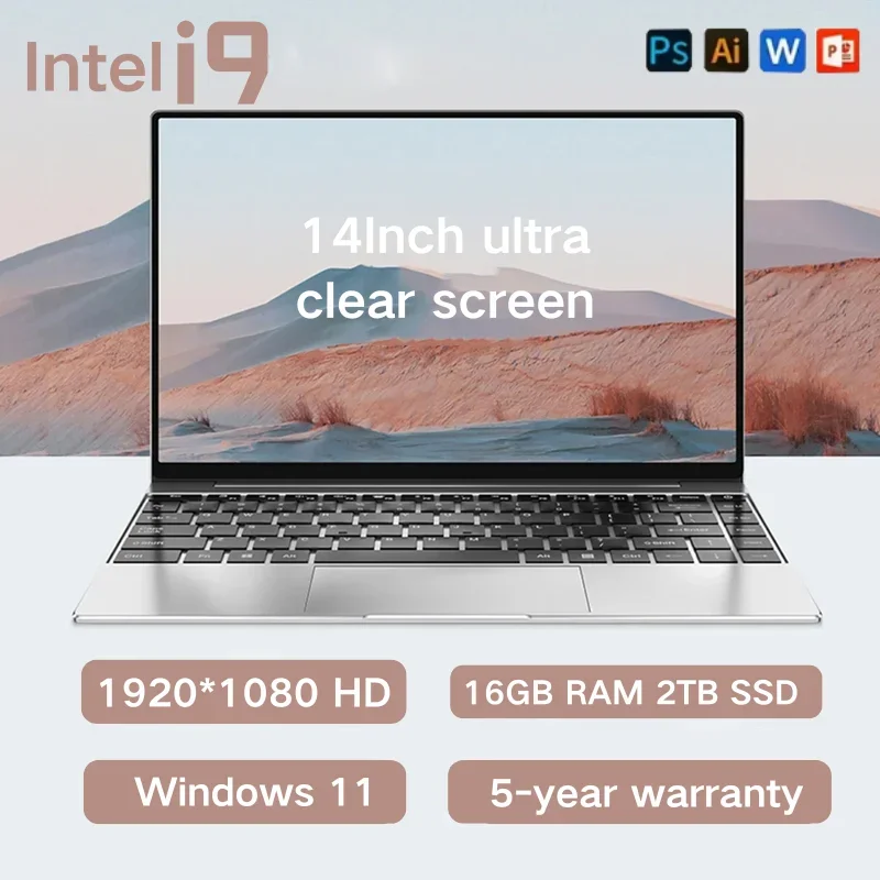 14.1 Inch Ultra Slim Laptop PC Gaming Computer Windows 11 Pro Intel Core i9 8950HK Notebook Office Study 【5-year warranty】