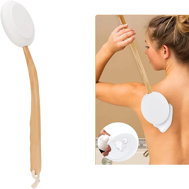 Bath Lotion Applicator Professional Home Men Women EVA Wooden Handle Shower Back Scrubber Brush Body Brush Portable Comfortable