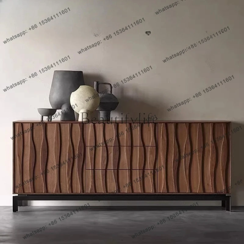 

Italian minimalist creative side cabinet Nordic solid wood walnut entrance decorative cabinet design side cabinet