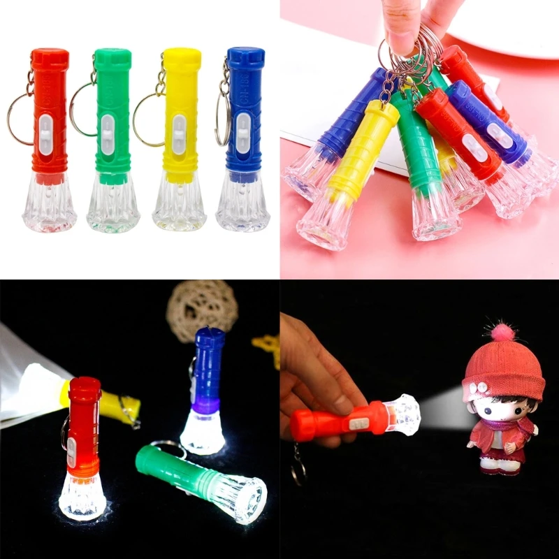 10 Pack Mini Keychain Flashlight Bright LED Key Ring Light Torch Small Pocket Light for Camping Hiking Party Favor X90C