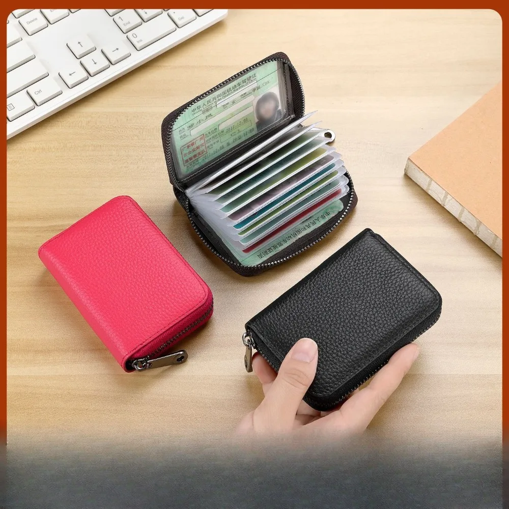 1PCS Cross Border Solid Color Card Bag Unisex Multi Card Zipper ID Holder Driver License Storage Pouch In Stock