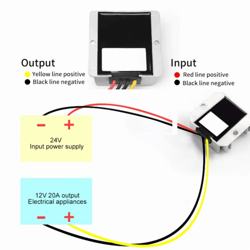 Stable Output DC24V to 12V DC-DC Buck Converter 20A 240W Waterproof Voltage Regulator Module Voltage Reducer Forklifts
