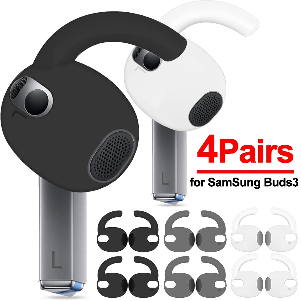 For Samsung Galaxy Buds 3 Flexible Silicone Eartips Sport Earhooks Non-Slip Anti-Slip Comfortable Earbuds Case Cover Buds 3