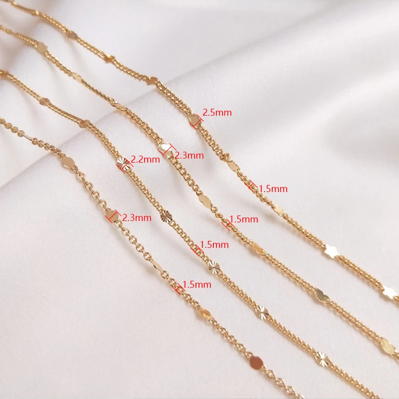 1meter Width 1.5mm Copper Press Rounding Chain Gold Necklace Earring Anklet Bracelet Bulk Chains For Jewelry Making DIY Supplies