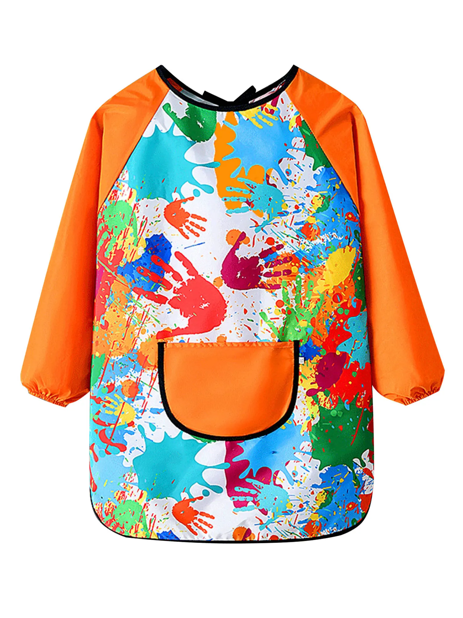 Tablier imprimé coloré imperméable pour enfants, manches longues, cuisine, cuisson, tablier de peintre de poche, enfants, garçons, filles