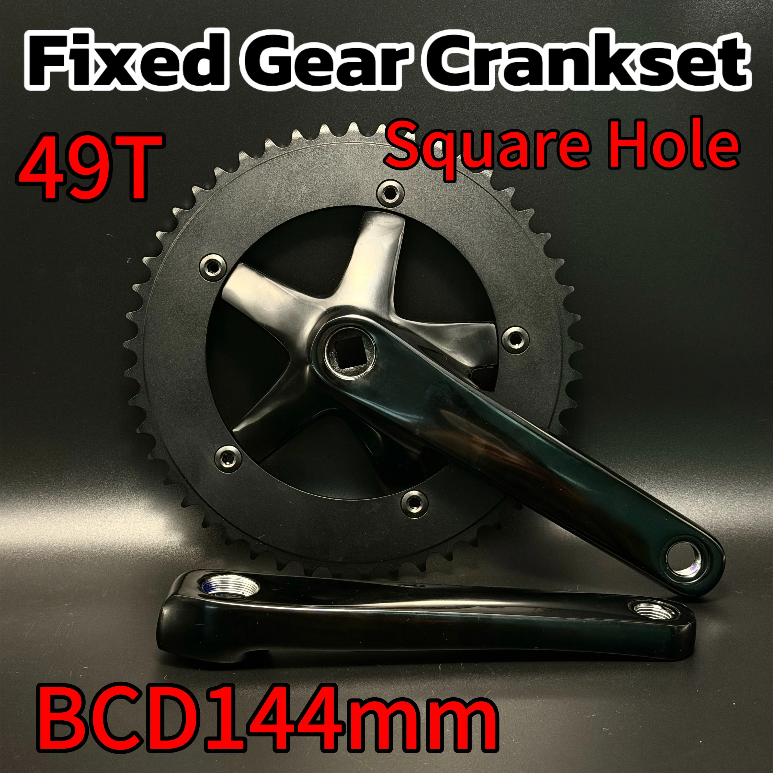 

Square Hole Fixed Gear Crankset 49T Aluminum Alloy Racing Road Bicycle Single Speed Crank Chain Wheel 165mm BCD144mm