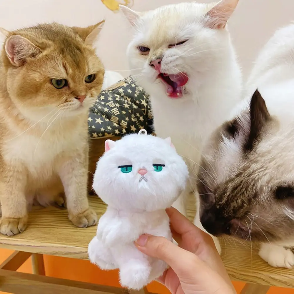 Moda macio dos desenhos animados clipe boneca brinquedo de pelúcia recheado dos desenhos animados animal gato pingente de pelúcia brinquedos chaveiro casal