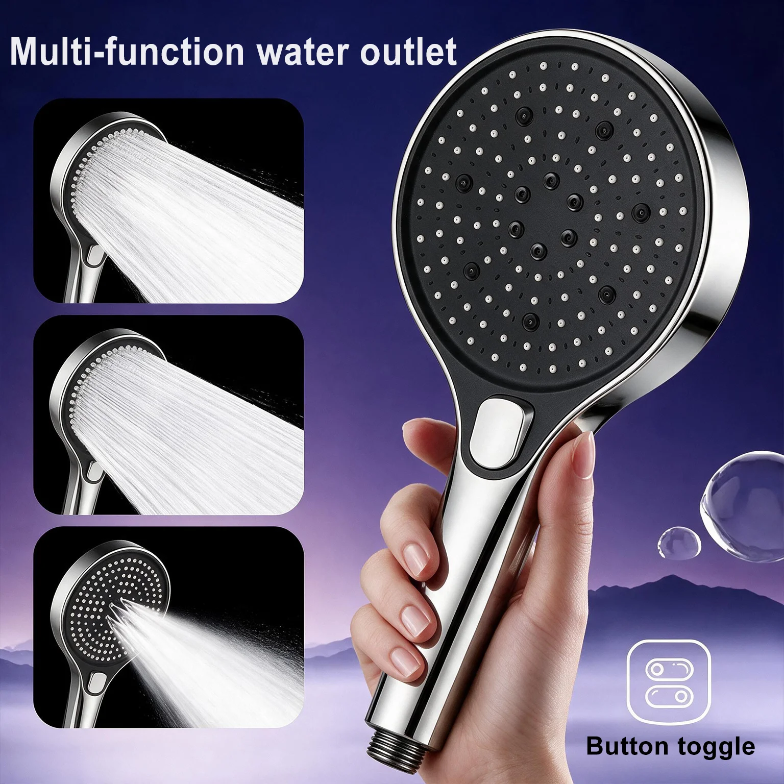 Large Panel Handheld Shower Head Multi-Mode High Pressure Large Flow Gentle Dense Water Easy Installation